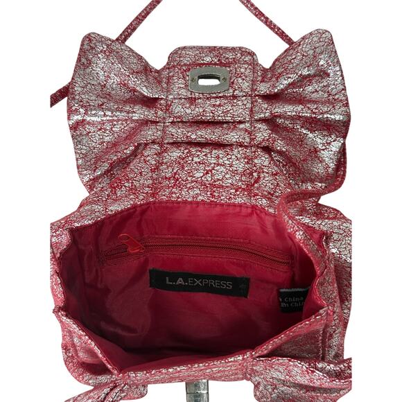 Retro L.A. Express Pink Silver Ruched Crossbody Bag 7x6 Small Purse - Picture 5 of 11